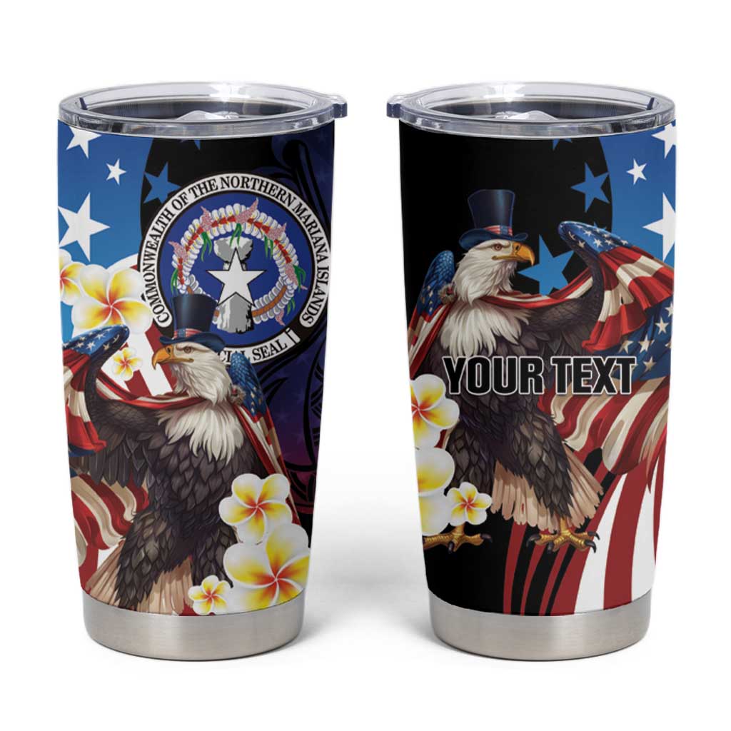 Personalized Northern Mariana Islands 4th of July Tumbler Cup Plumeria USA Eagle LT01 Multicolor - Polynesian Pride