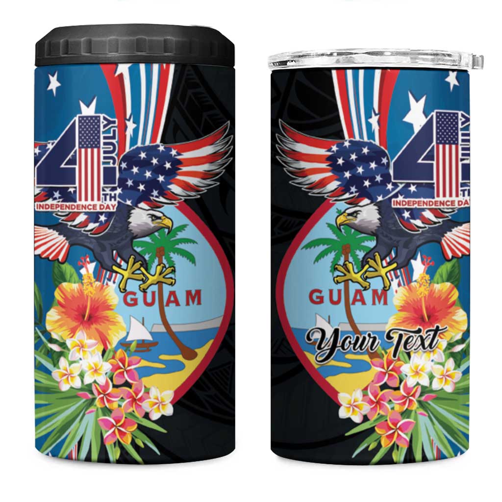 Personalized Guam Fourth of July 4 in 1 Can Cooler Tumbler Tropical Flowers LT01 One Size: 16 oz Multicolor - Polynesian Pride