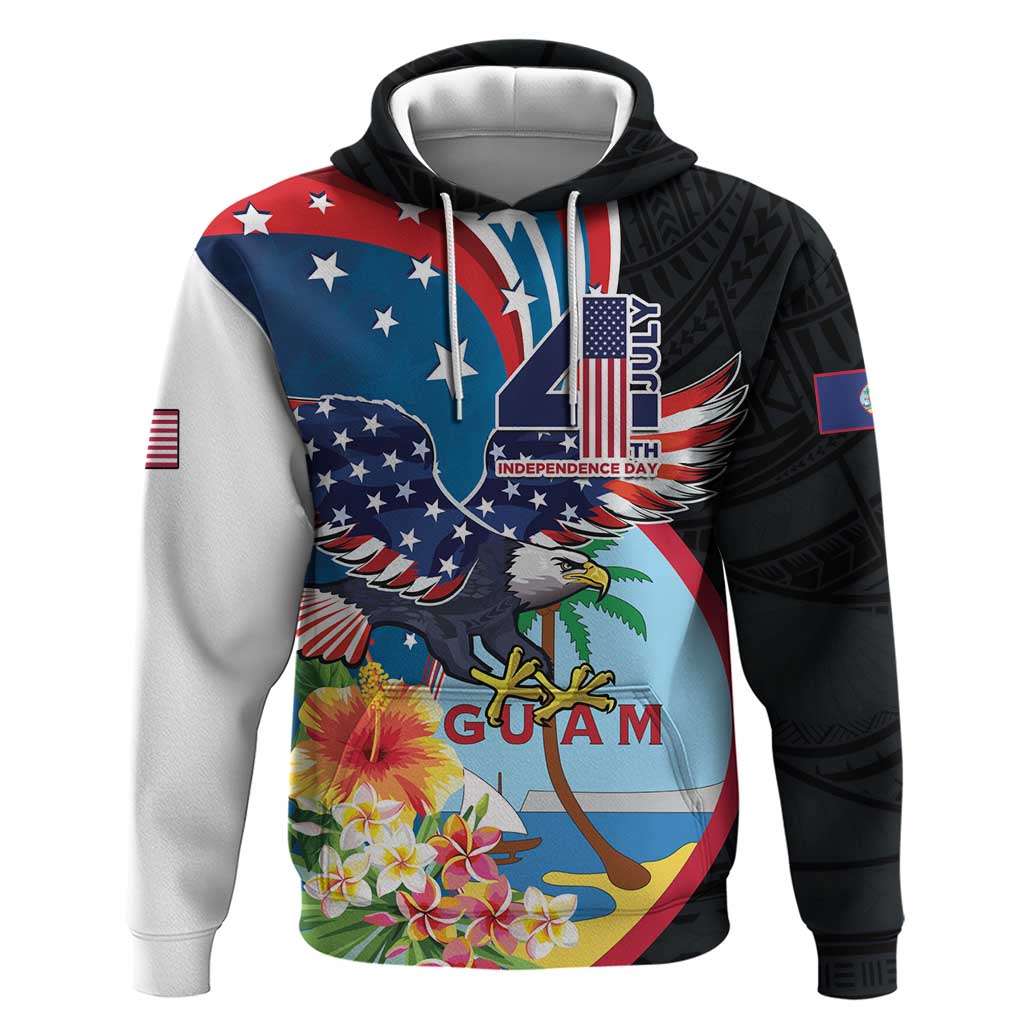 Personalized Guam Fourth of July Hoodie Tropical Flowers LT01 Pullover Hoodie Multicolor - Polynesian Pride