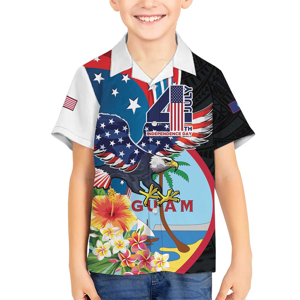 Personalized Guam Fourth of July Kid Hawaiian Shirt Tropical Flowers LT01 Kid Multicolor - Polynesian Pride