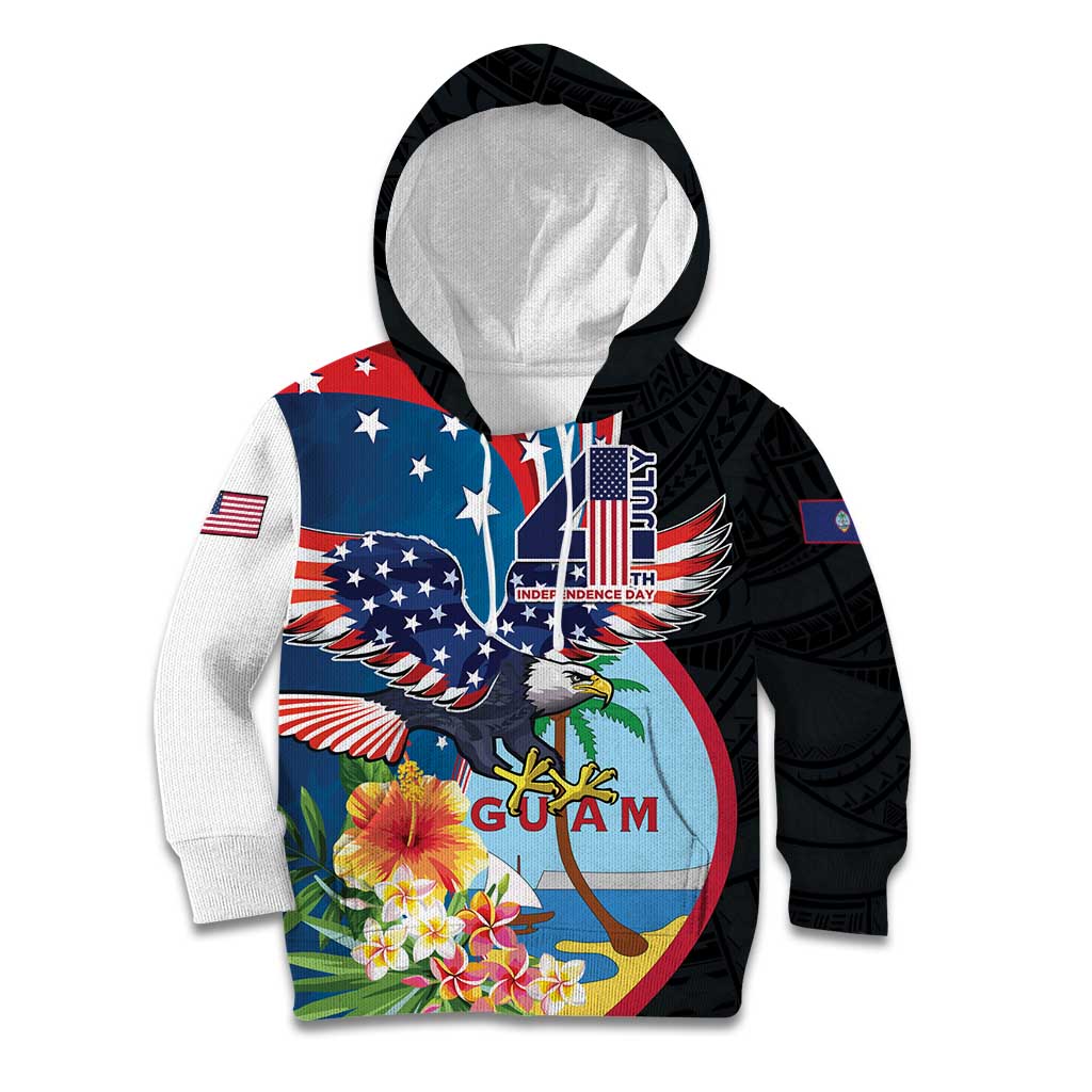 Personalized Guam Fourth of July Kid Hoodie Tropical Flowers LT01 Hoodie Multicolor - Polynesian Pride