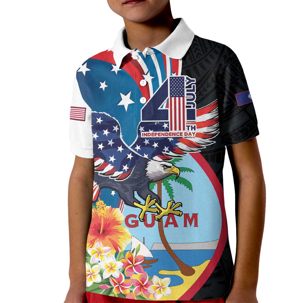 Personalized Guam Fourth of July Kid Polo Shirt Tropical Flowers LT01 Kid Multicolor - Polynesian Pride