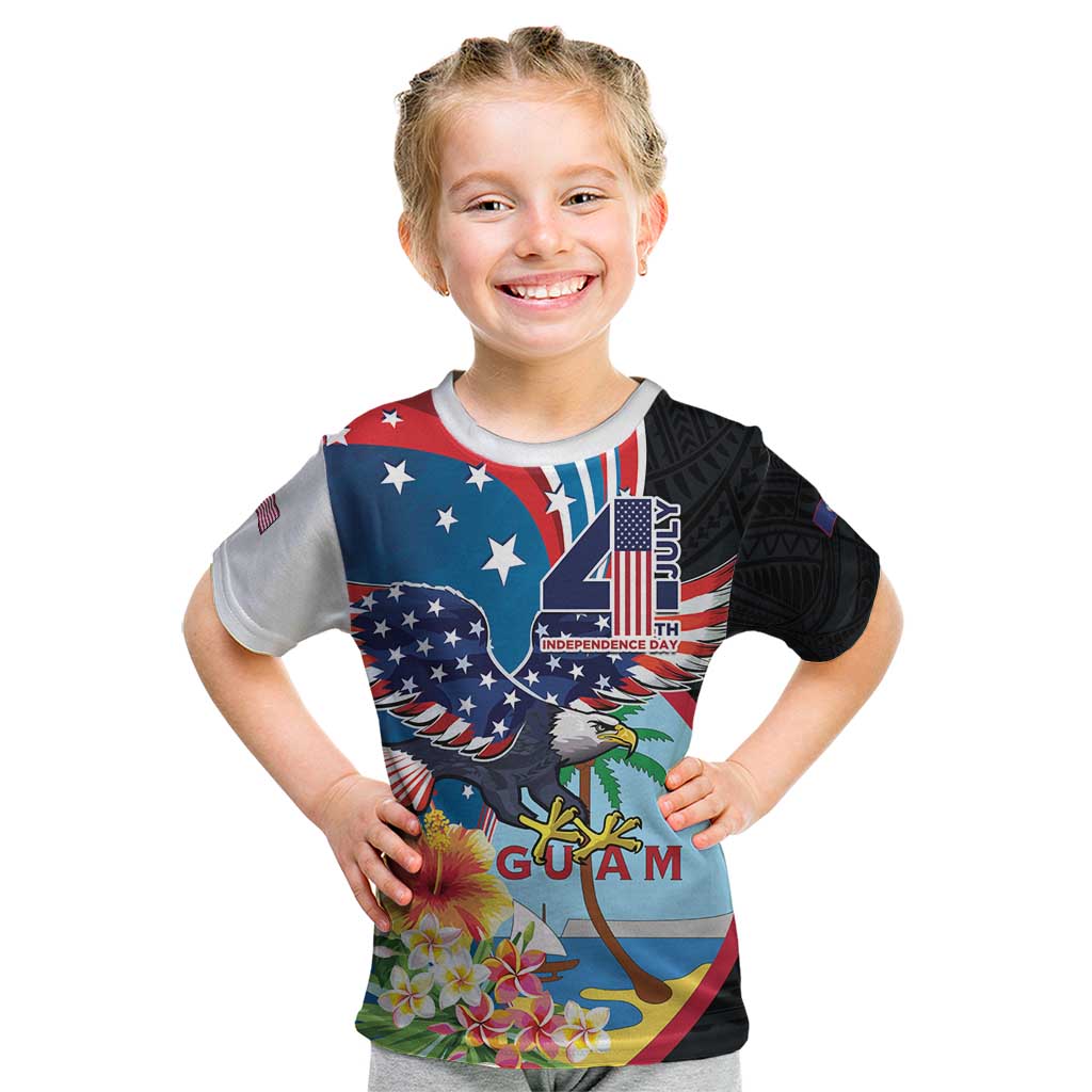 Personalized Guam Fourth of July Kid T Shirt Tropical Flowers LT01 Multicolor - Polynesian Pride