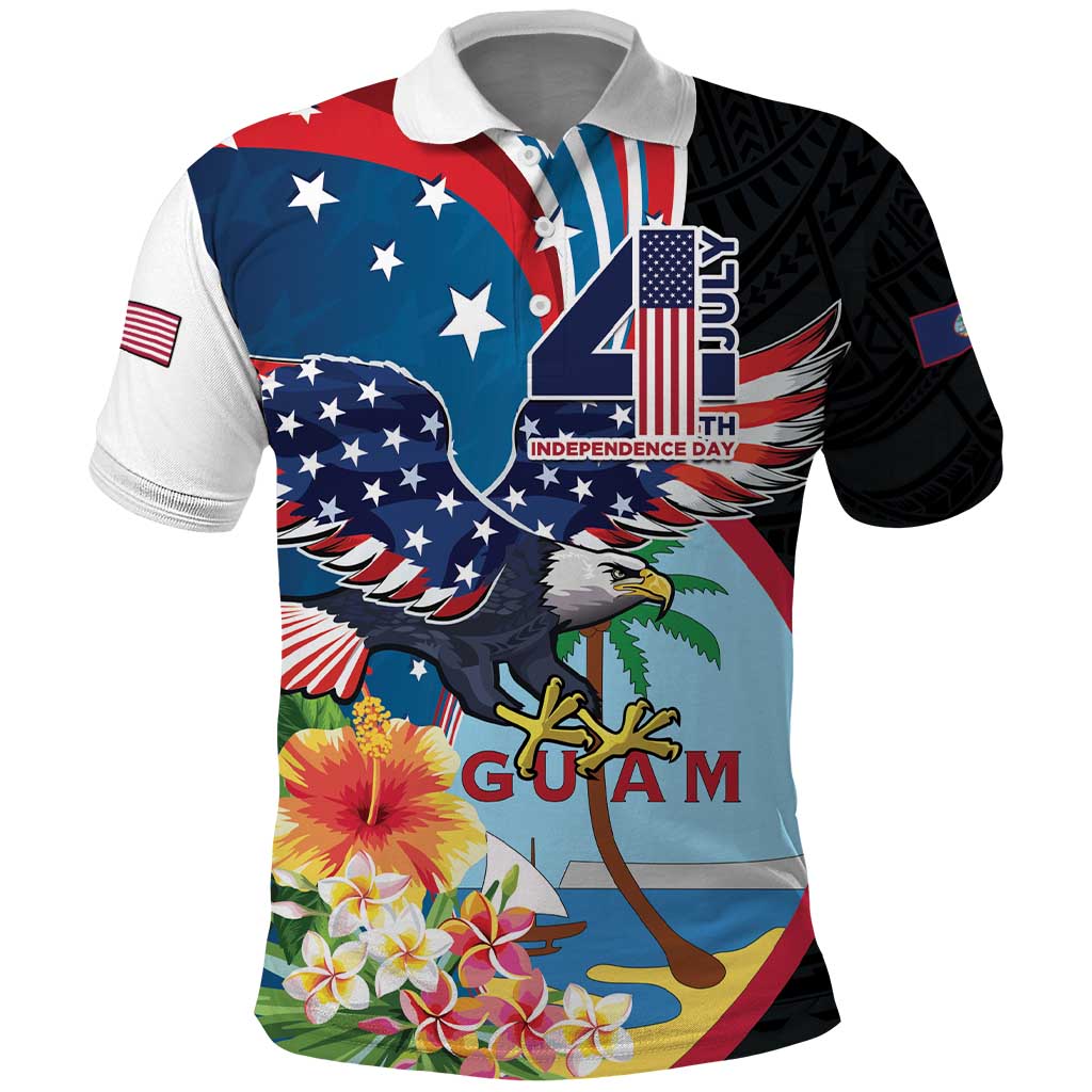 Personalized Guam Fourth of July Polo Shirt Tropical Flowers LT01 Multicolor - Polynesian Pride