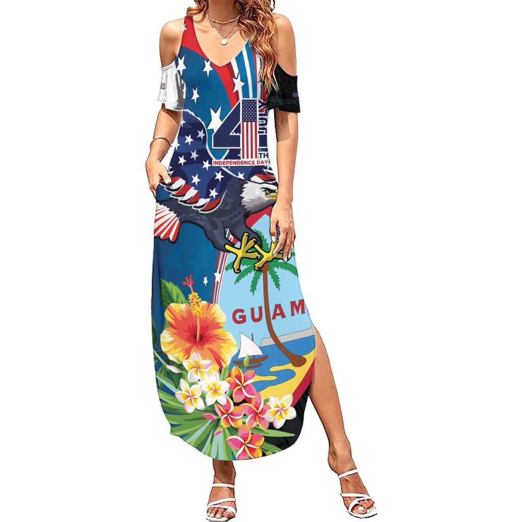 Personalized Guam Fourth of July Summer Maxi Dress Tropical Flowers LT01 Women Multicolor - Polynesian Pride