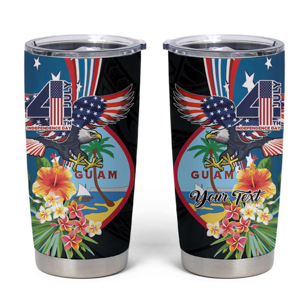 Personalized Guam Fourth of July Tumbler Cup Tropical Flowers LT01 Multicolor - Polynesian Pride