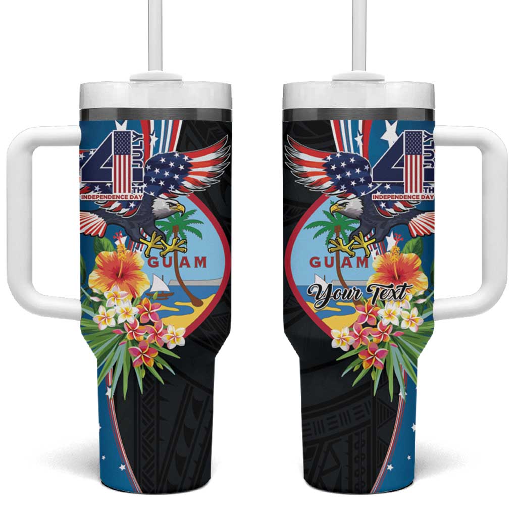 Personalized Guam Fourth of July Tumbler With Handle Tropical Flowers LT01 One Size: 40 oz Multicolor - Polynesian Pride