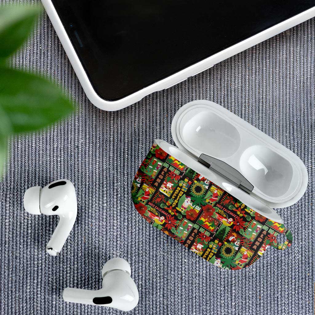 Hawaiian Santa Christmas Pattern AirPods Case Black Version LT01 - Polynesian Pride