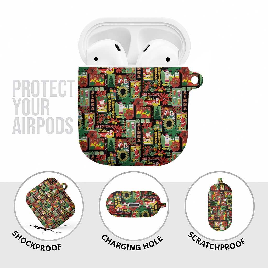 Hawaiian Santa Christmas Pattern AirPods Case Black Version LT01 - Polynesian Pride
