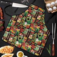 Hawaiian Santa Christmas Pattern Apron Black Version LT01 Red - Polynesian Pride