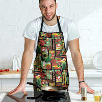 Hawaiian Santa Christmas Pattern Apron Black Version LT01 - Polynesian Pride