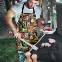 Hawaiian Santa Christmas Pattern Apron Black Version LT01 - Polynesian Pride