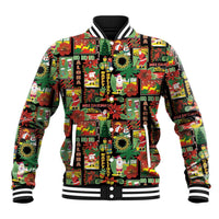 Hawaiian Santa Christmas Pattern Baseball Jacket Black Version LT01 Unisex Red - Polynesian Pride
