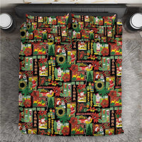 Hawaiian Santa Christmas Pattern Bedding Set Black Version LT01 Red - Polynesian Pride