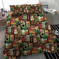 Hawaiian Santa Christmas Pattern Bedding Set Black Version LT01 - Polynesian Pride