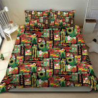 Hawaiian Santa Christmas Pattern Bedding Set Black Version LT01 - Polynesian Pride