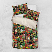 Hawaiian Santa Christmas Pattern Bedding Set Black Version LT01 US Twin 172cm x 218cm Red - Polynesian Pride
