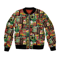 Hawaiian Santa Christmas Pattern Bomber Jacket Black Version LT01 Unisex Red - Polynesian Pride