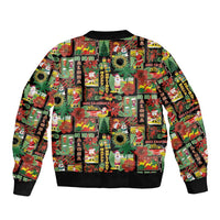Hawaiian Santa Christmas Pattern Bomber Jacket Black Version LT01 - Polynesian Pride