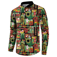 Hawaiian Santa Christmas Pattern Button Sweatshirt Black Version LT01 - Polynesian Pride