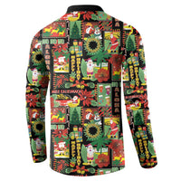 Hawaiian Santa Christmas Pattern Button Sweatshirt Black Version LT01 - Polynesian Pride