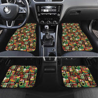 Hawaiian Santa Christmas Pattern Car Mats Black Version LT01 Set 4pcs Red - Polynesian Pride