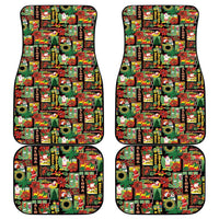 Hawaiian Santa Christmas Pattern Car Mats Black Version LT01 - Polynesian Pride