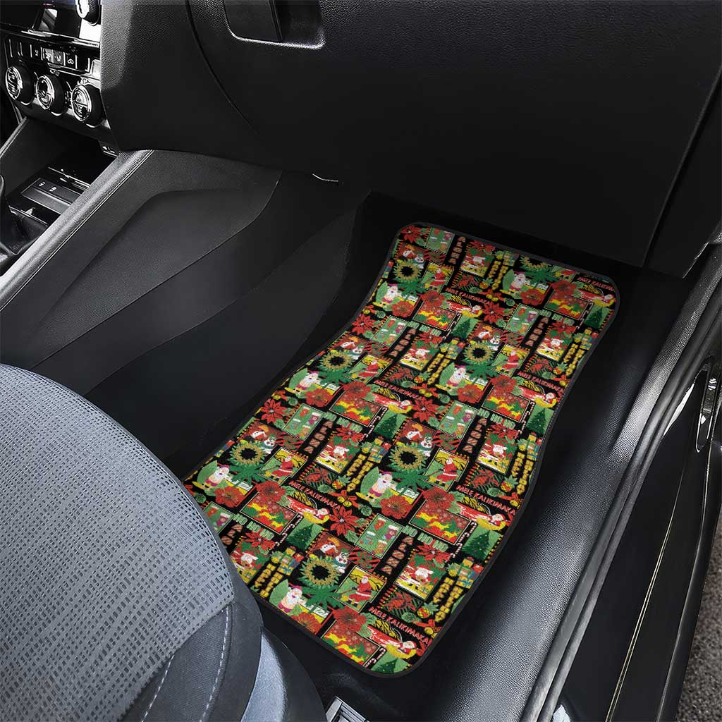 Hawaiian Santa Christmas Pattern Car Mats Black Version LT01 - Polynesian Pride