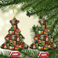 Hawaiian Santa Christmas Pattern Ceramic Ornament Black Version LT01 Christmas Tree Red - Polynesian Pride