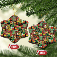 Hawaiian Santa Christmas Pattern Ceramic Ornament Black Version LT01 Snow Flake Red - Polynesian Pride