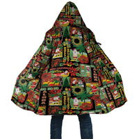Hawaiian Santa Christmas Pattern Cloak Black Version LT01 Unisex Red - Polynesian Pride