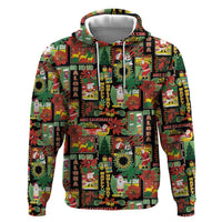 Hawaiian Santa Christmas Pattern Hoodie Black Version LT01 Pullover Hoodie Red - Polynesian Pride