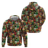 Hawaiian Santa Christmas Pattern Hoodie Black Version LT01 - Polynesian Pride
