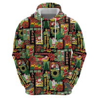 Hawaiian Santa Christmas Pattern Hoodie Black Version LT01 - Polynesian Pride