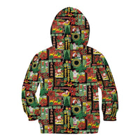 Hawaiian Santa Christmas Pattern Kid Hoodie Black Version LT01 - Polynesian Pride