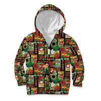 Hawaiian Santa Christmas Pattern Kid Hoodie Black Version LT01 Zip Hoodie Red - Polynesian Pride