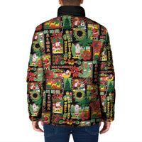 Hawaiian Santa Christmas Pattern Padded Jacket Black Version LT01 - Polynesian Pride