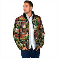 Hawaiian Santa Christmas Pattern Padded Jacket Black Version LT01 - Polynesian Pride