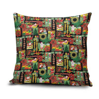Hawaiian Santa Christmas Pattern Pillow Cover Black Version LT01 Red - Polynesian Pride