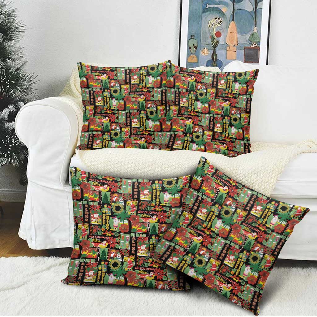 Hawaiian Santa Christmas Pattern Pillow Cover Black Version LT01 - Polynesian Pride