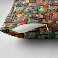 Hawaiian Santa Christmas Pattern Pillow Cover Black Version LT01 - Polynesian Pride