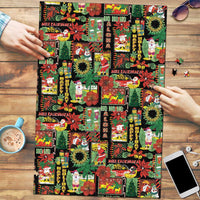 Hawaiian Santa Christmas Pattern Puzzle Black Version LT01 Red - Polynesian Pride
