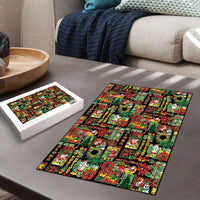 Hawaiian Santa Christmas Pattern Puzzle Black Version LT01 - Polynesian Pride
