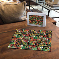Hawaiian Santa Christmas Pattern Puzzle Black Version LT01 - Polynesian Pride