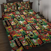 Hawaiian Santa Christmas Pattern Quilt Bed Set Black Version LT01 Red - Polynesian Pride