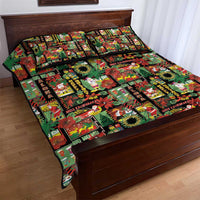 Hawaiian Santa Christmas Pattern Quilt Bed Set Black Version LT01 - Polynesian Pride