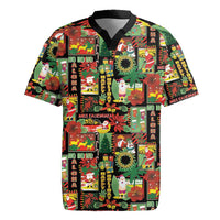 Hawaiian Santa Christmas Pattern Rugby Jersey Black Version LT01 Red - Polynesian Pride