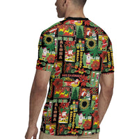 Hawaiian Santa Christmas Pattern Rugby Jersey Black Version LT01 - Polynesian Pride