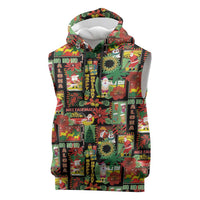 Hawaiian Santa Christmas Pattern Sleeveless Hoodie Black Version LT01 Red - Polynesian Pride