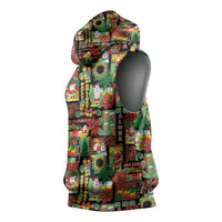 Hawaiian Santa Christmas Pattern Sleeveless Hoodie Black Version LT01 - Polynesian Pride